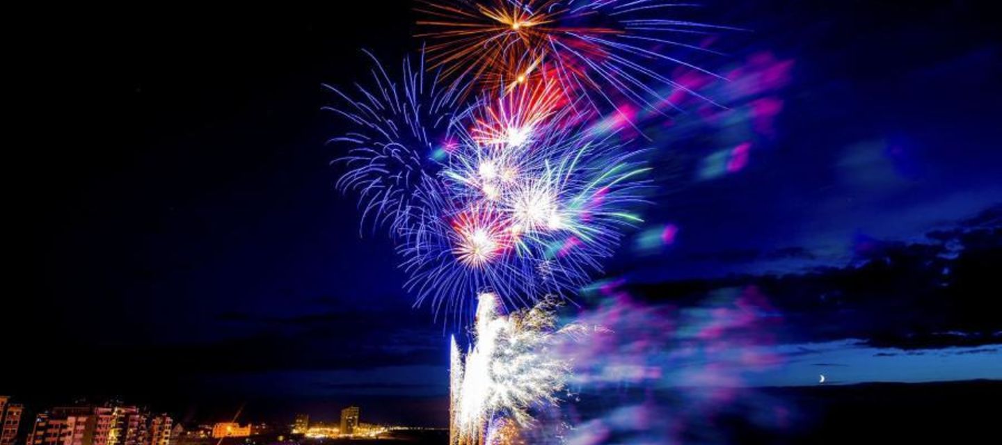Vuurwerk op het strand in Oostende