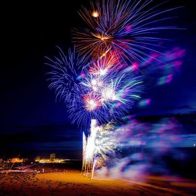 Vuurwerk op het strand in Oostende