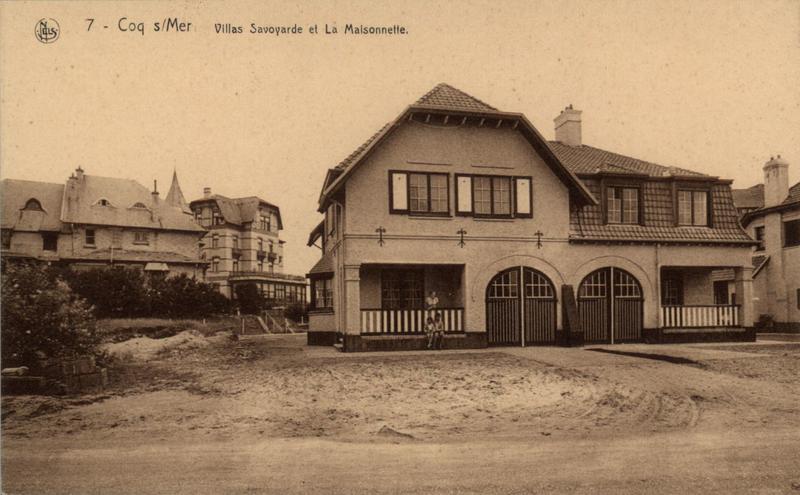 Oude postkaart met daarop Villa Savoyarde in De Haan. Uitgever Nels en © Gemeentearchief De Haan